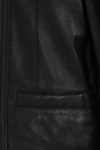 JACKIE Stylish Black Nappa Leather Jacket Standing Collar Women's