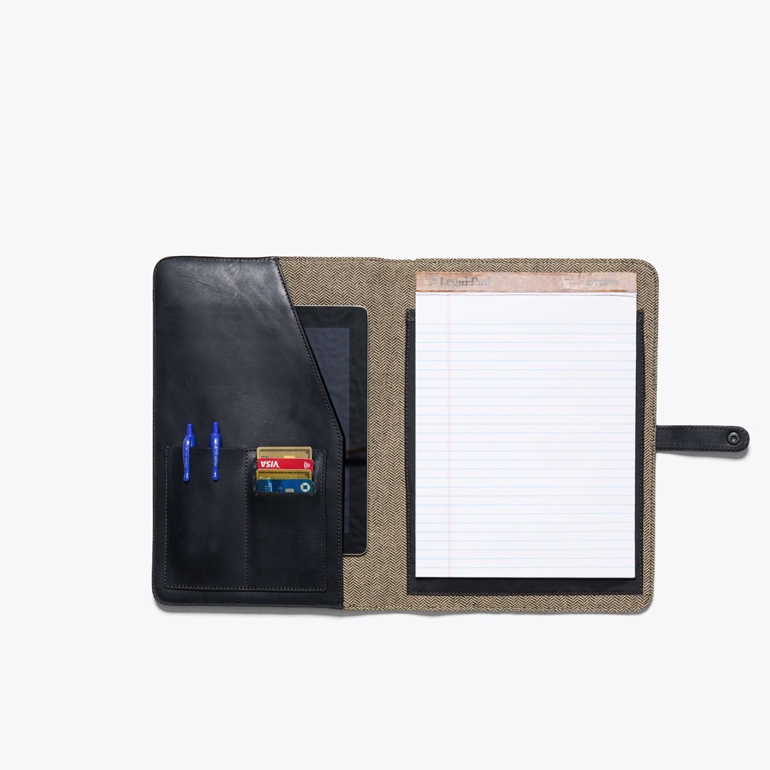 Limited Edition Jefferson Leather Travel Portfolio | Black