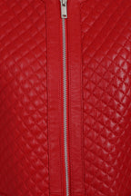 ELLIE Soft Lamb Nappa Leather Jacket - Quilted Collarless Design