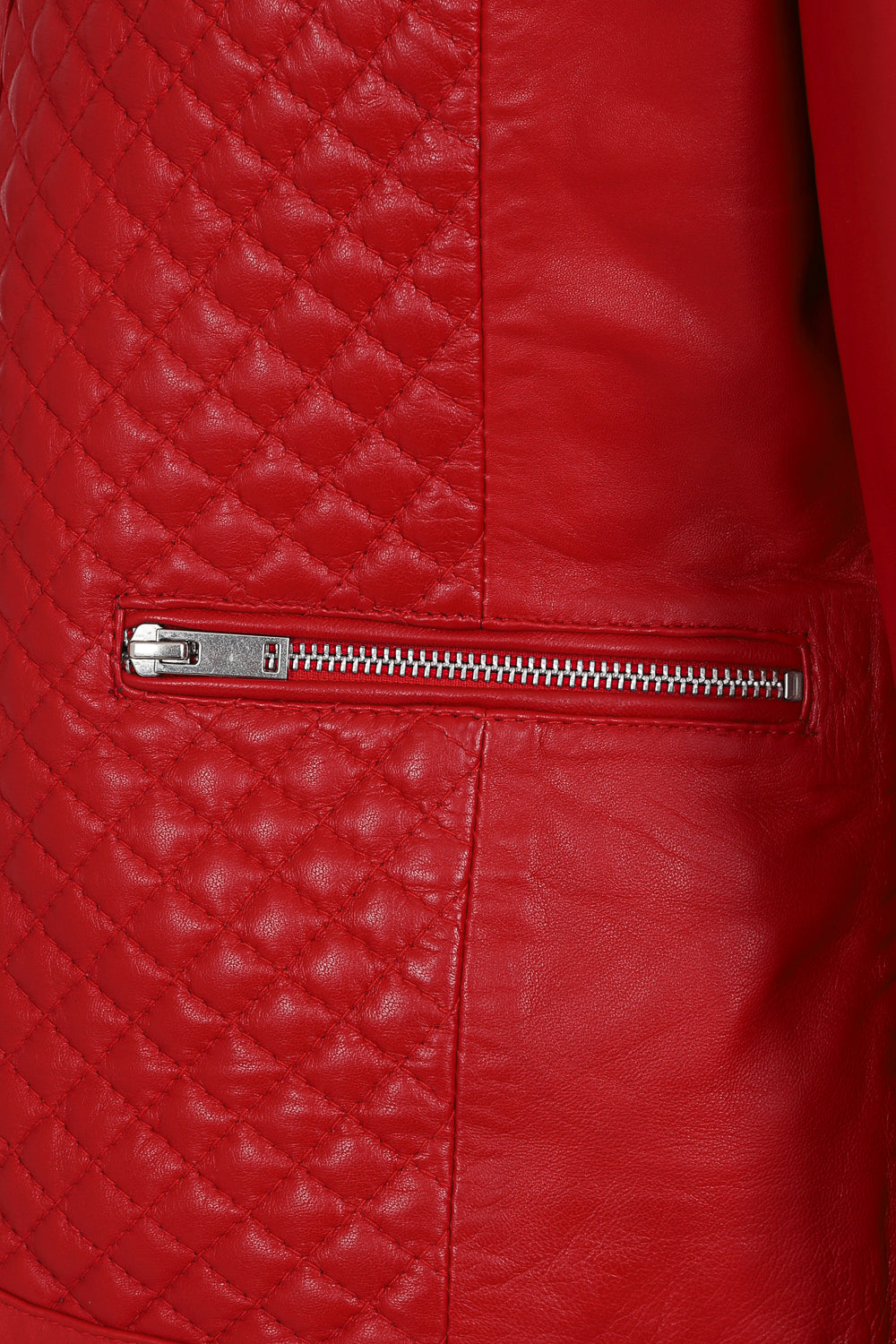 ELLIE Soft Lamb Nappa Leather Jacket - Quilted Collarless Design