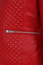 ELLIE Soft Lamb Nappa Leather Jacket - Quilted Collarless Design