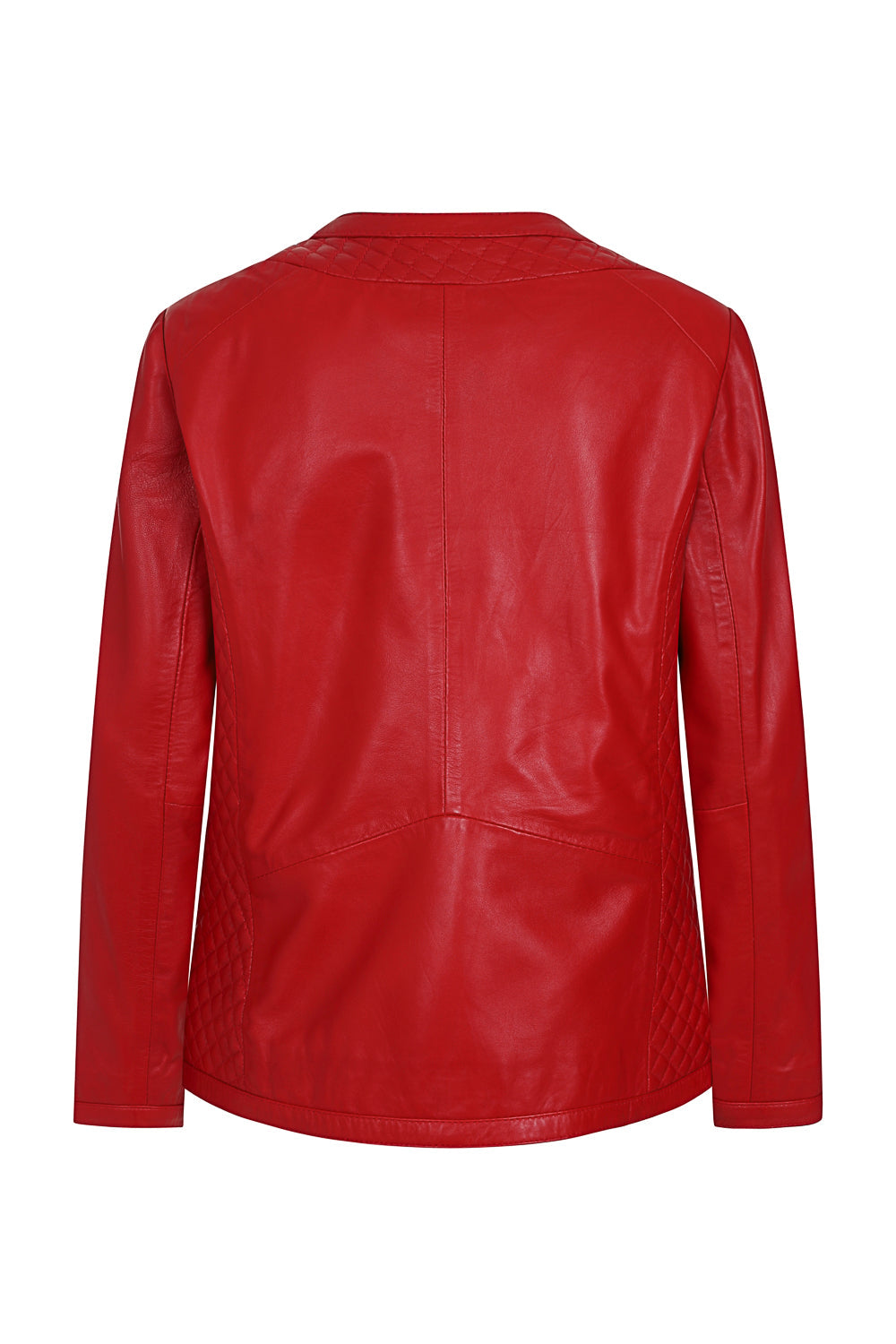 ELLIE Soft Lamb Nappa Leather Jacket - Quilted Collarless Design