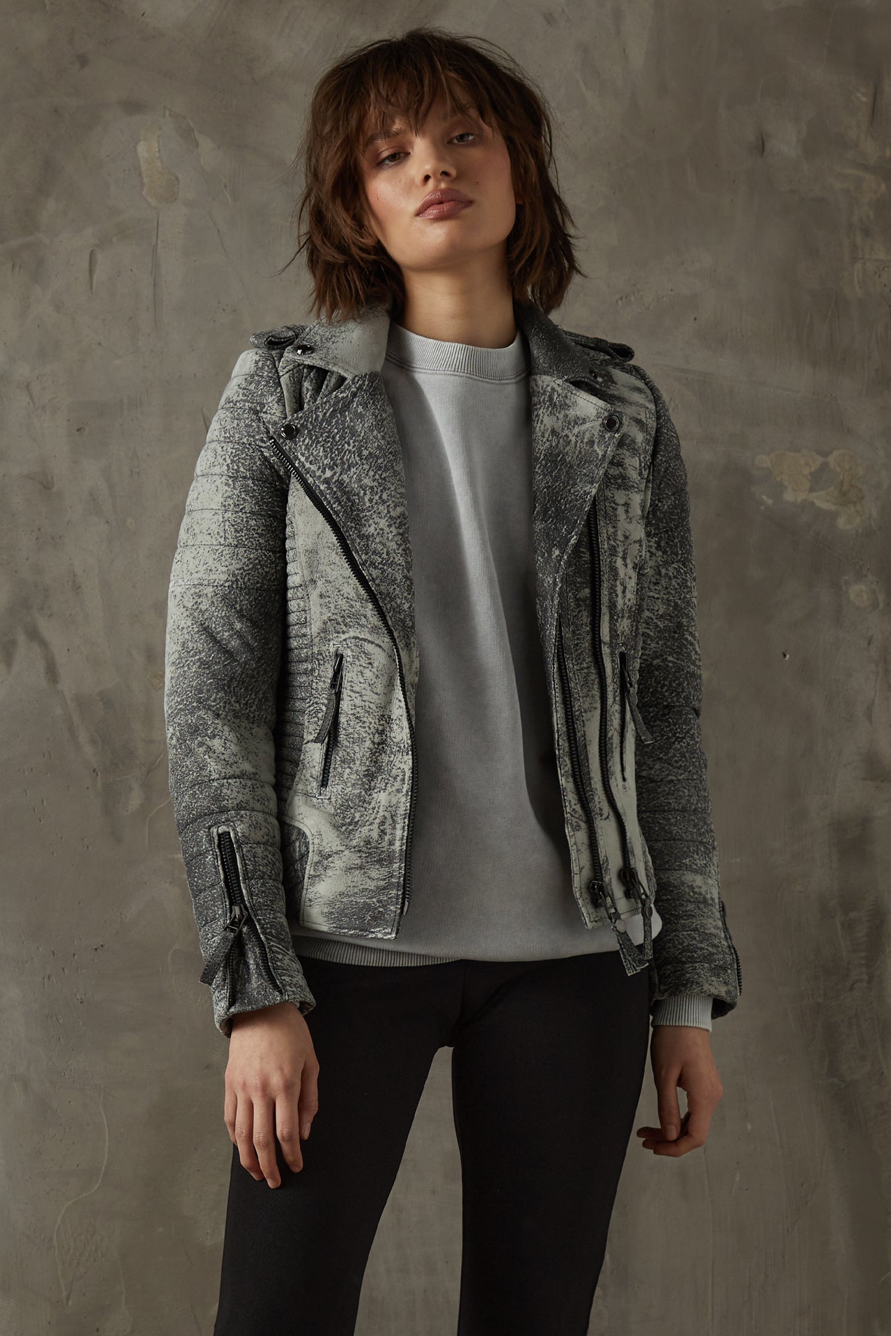 Kay Michaels 2.0: Storm Grey Leather Jacket (Woman)