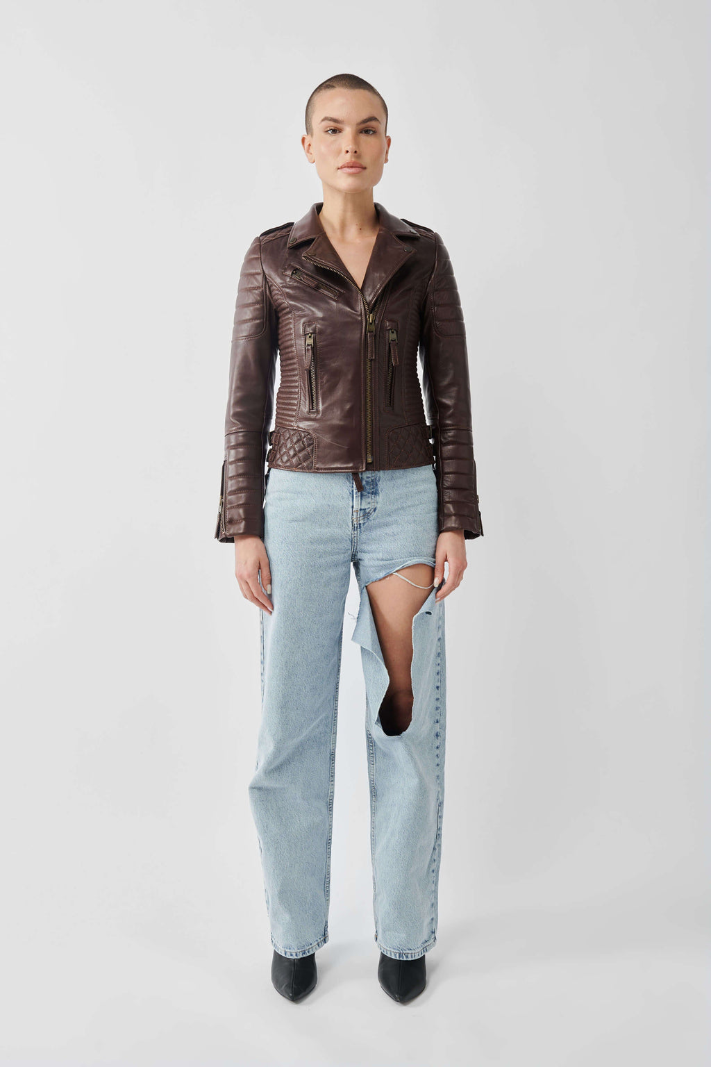 Kay Michaels 3.0: Antique Brown Leather Jacket (Woman)