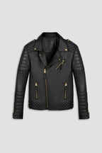 Kay Michaels 3.0 Tall: Gold Hardware Leather Jacket (Man)