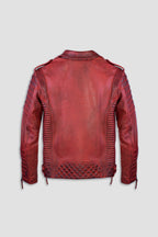 Kay Michaels: Biker Protection Burnt Red Leather Jacket  (Man)