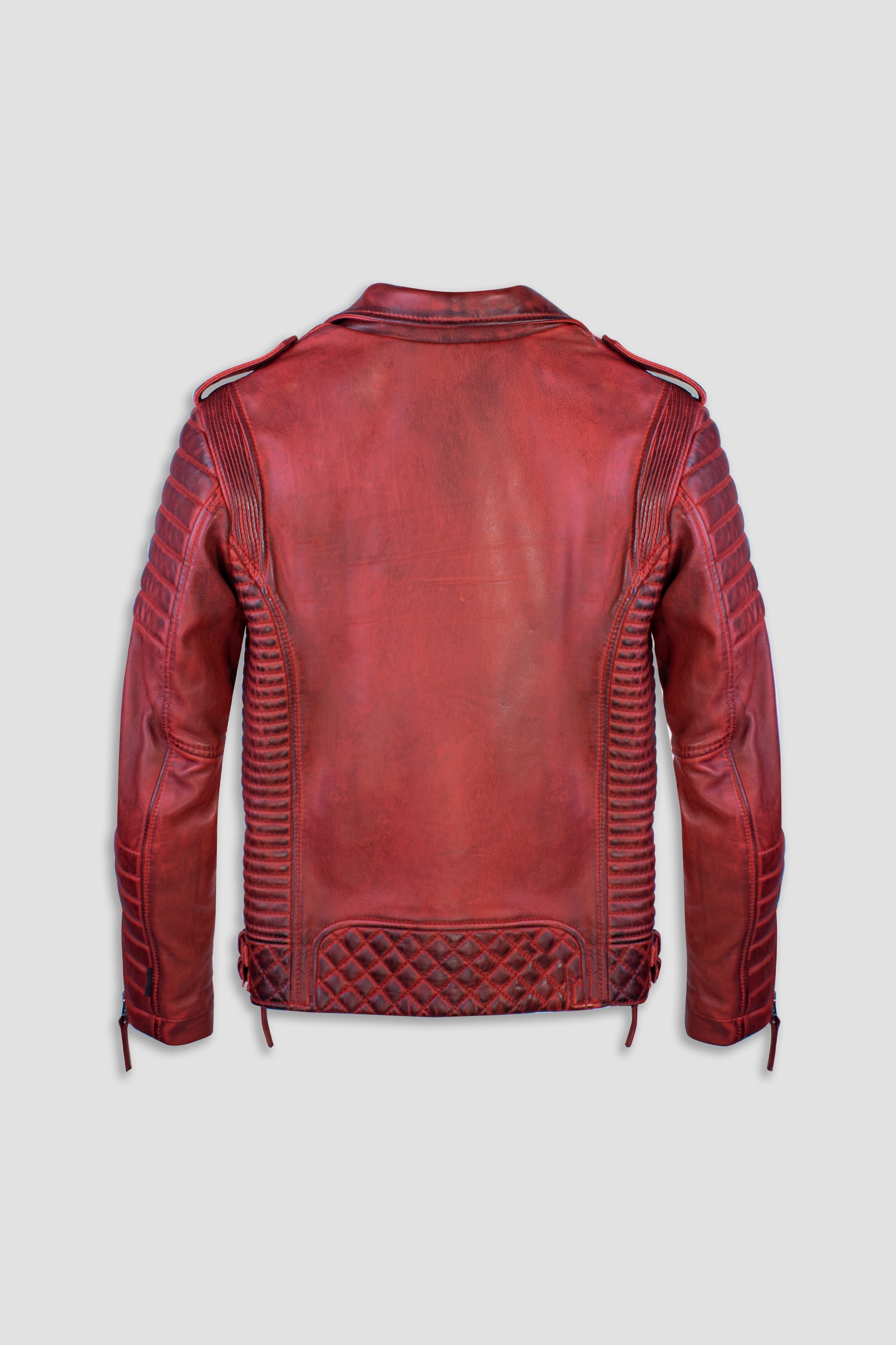 Kay Michaels: Biker Protection Burnt Red Leather Jacket  (Man)