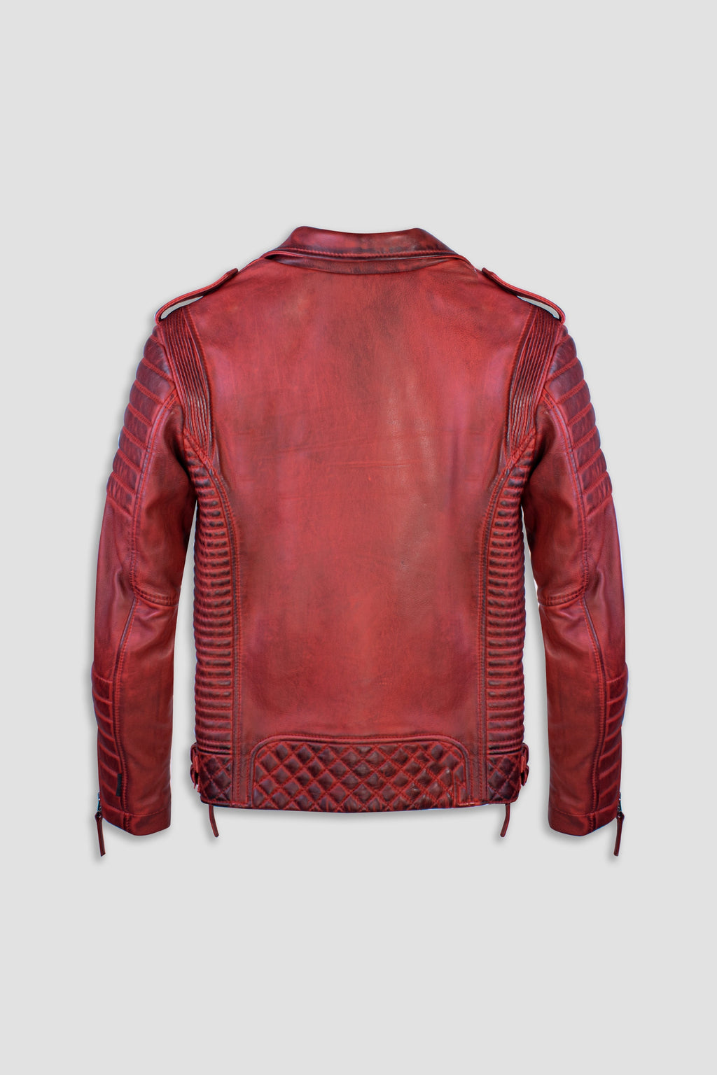 Kay Michaels Tall: Biker Protection Burnt Red Leather Jacket  (Man)