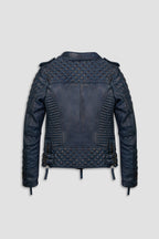 Kay Michaels 2.0: Burnt Blue Leather Biker Jacket (Woman)