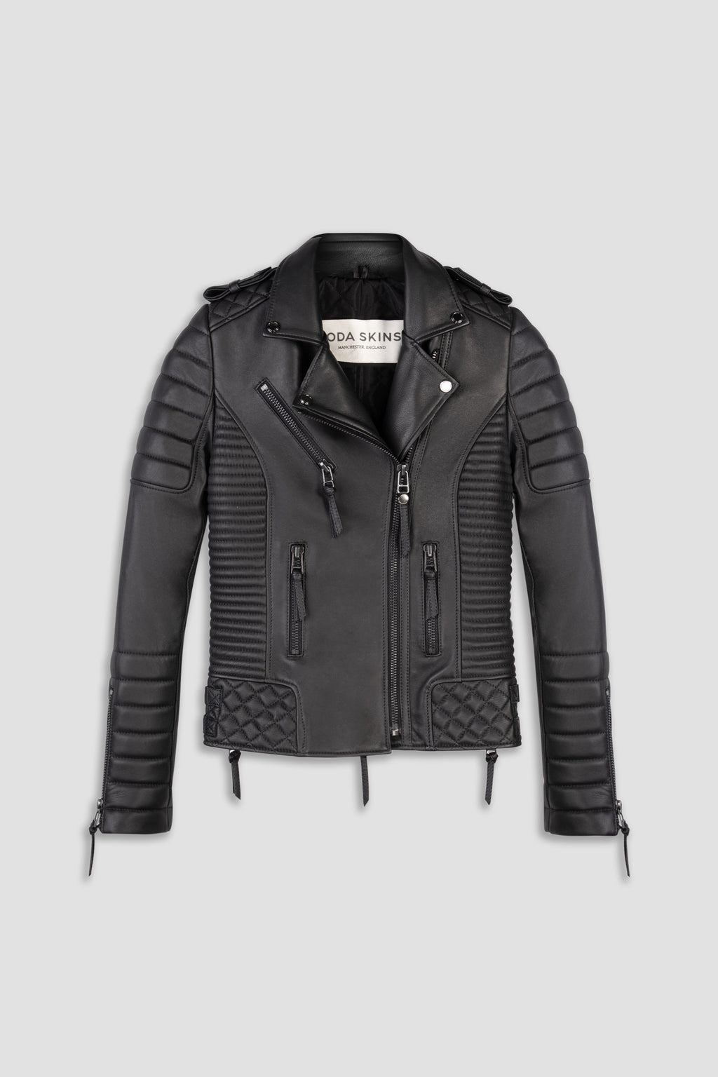 Kay Michaels 2.0 Gun Metal Hardware Tall Leather Jacket (Woman)