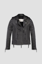Kay Michaels 2.0 Gun Metal Hardware Tall Leather Jacket (Woman)
