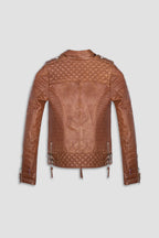 Kay Michaels Tall: Retro Brown Leather Jacket (Woman)