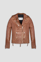Kay Michaels Tall: Retro Brown Leather Jacket (Woman)