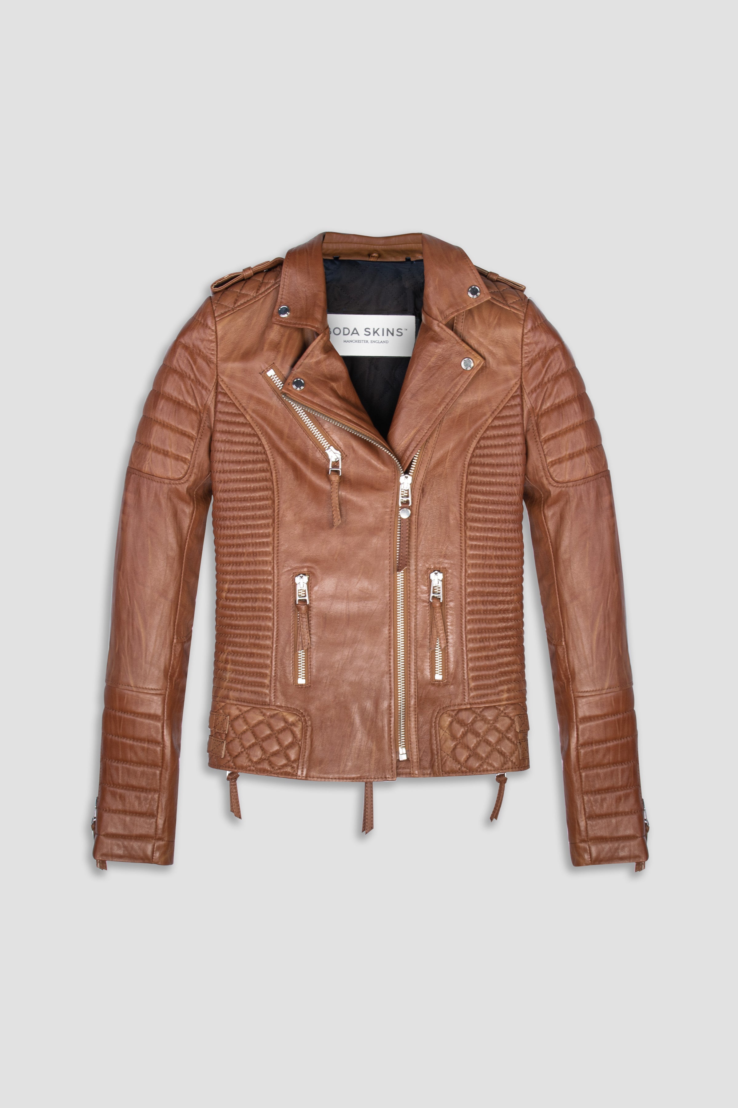 Kay Michaels Tall: Retro Brown Leather Jacket (Woman)