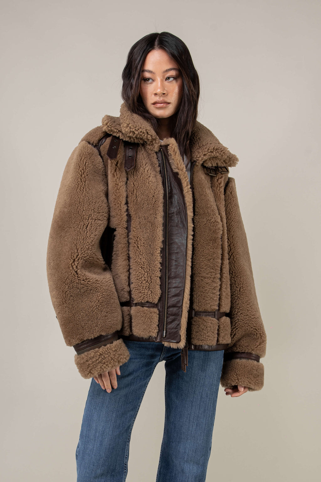 Kodiak Brown Shearling Jacket (Woman)
