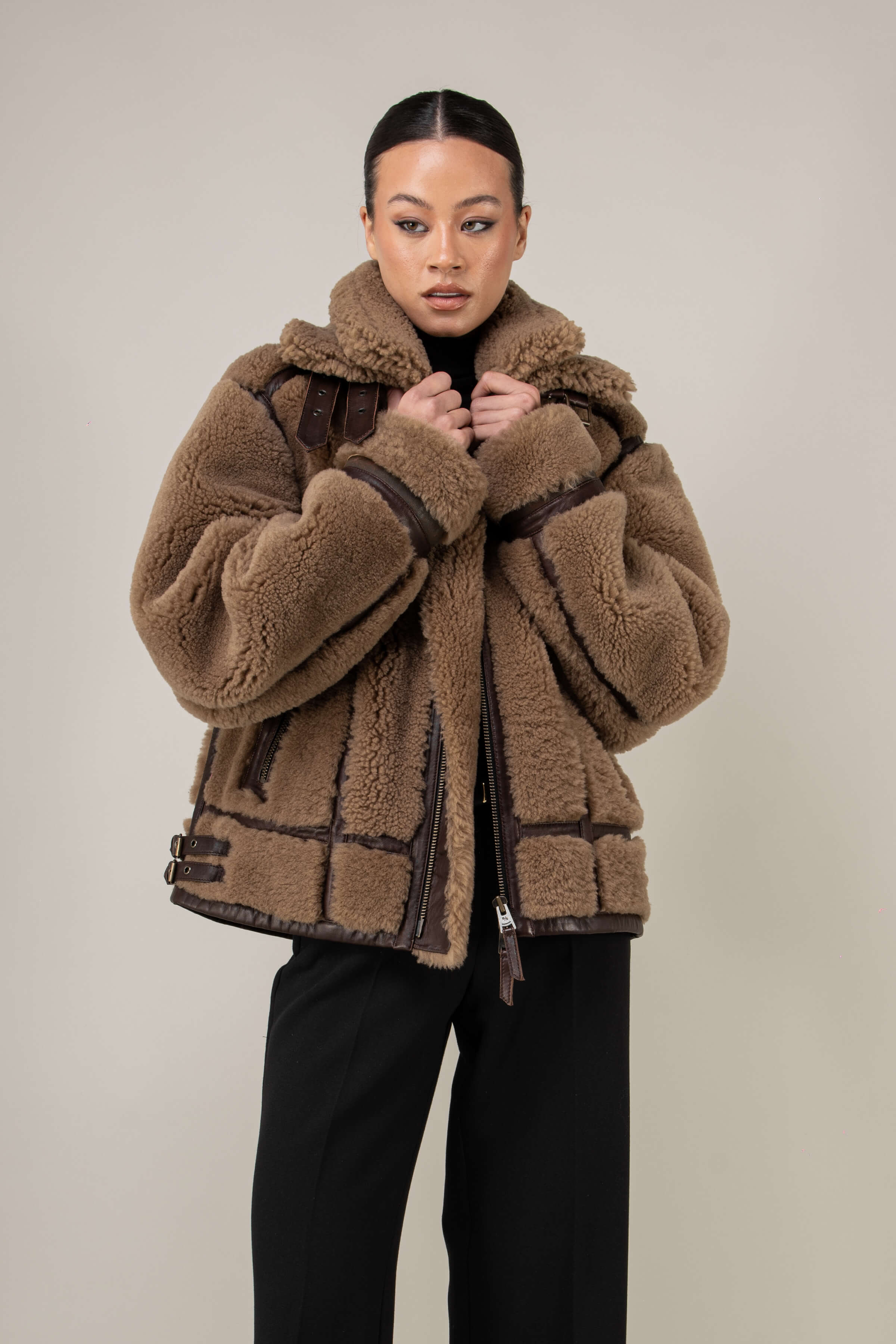 Kodiak Brown Shearling Jacket (Woman)