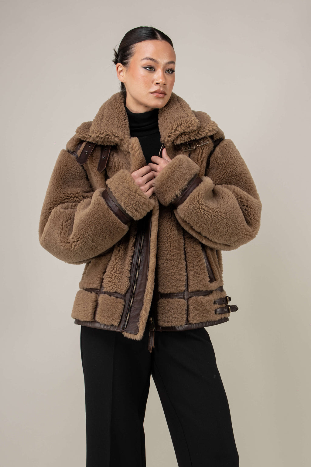 Kodiak Brown Shearling Jacket (Woman)