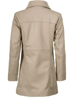Kandis Women's Biege Real Leather Car Coat