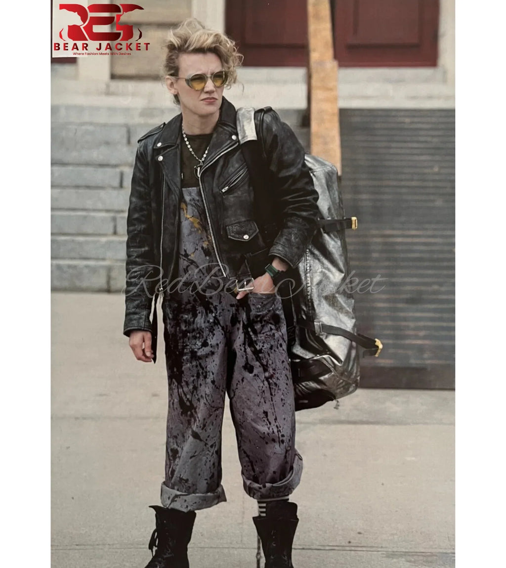 Kate Mckinnon Ghostbusters Vintage Black Leather Biker Jacket