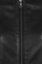 Women's Classic Nappa Leather Jacket Black Cream - SARAH