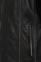 Women's Classic Nappa Leather Jacket Black Cream - SARAH