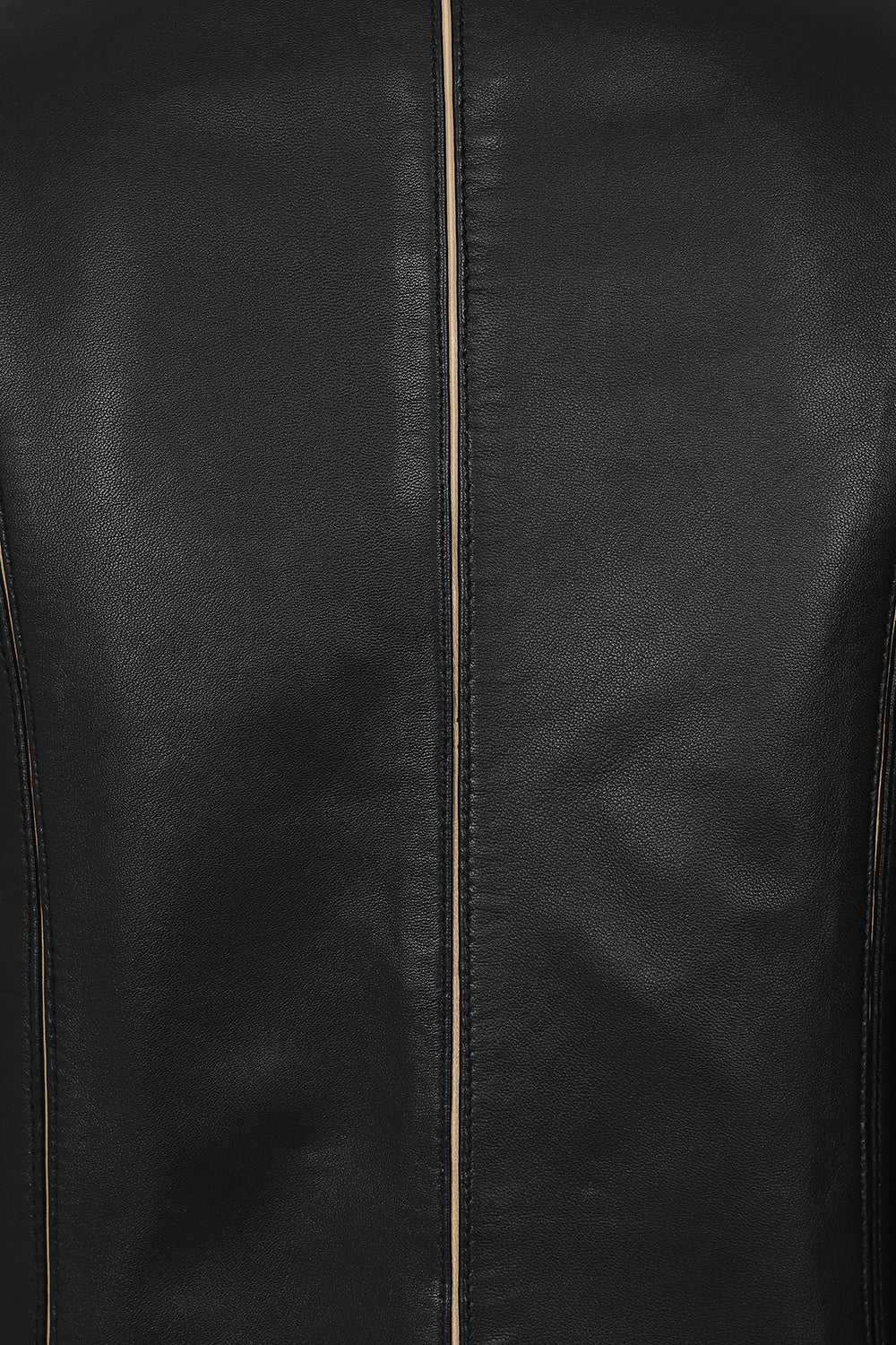 Women's Classic Nappa Leather Jacket Black Cream - SARAH