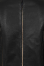 Women's Classic Nappa Leather Jacket Black Cream - SARAH