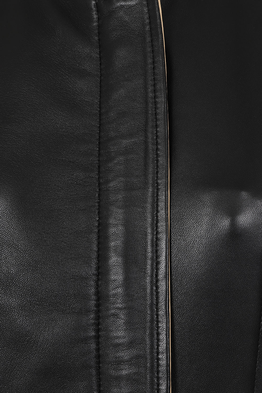 Women's Black Cream Nappa Leather Jacket - Classic Fitted SANDRA