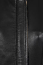 Women's Black Cream Nappa Leather Jacket - Classic Fitted SANDRA