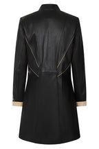 Women's Black Cream Nappa Leather Jacket - Classic Fitted SANDRA