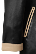 Women's Black Cream Nappa Leather Jacket - Classic Fitted SANDRA
