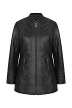 Women's Black Nappa Leather Hip-Length Jacket - Judith