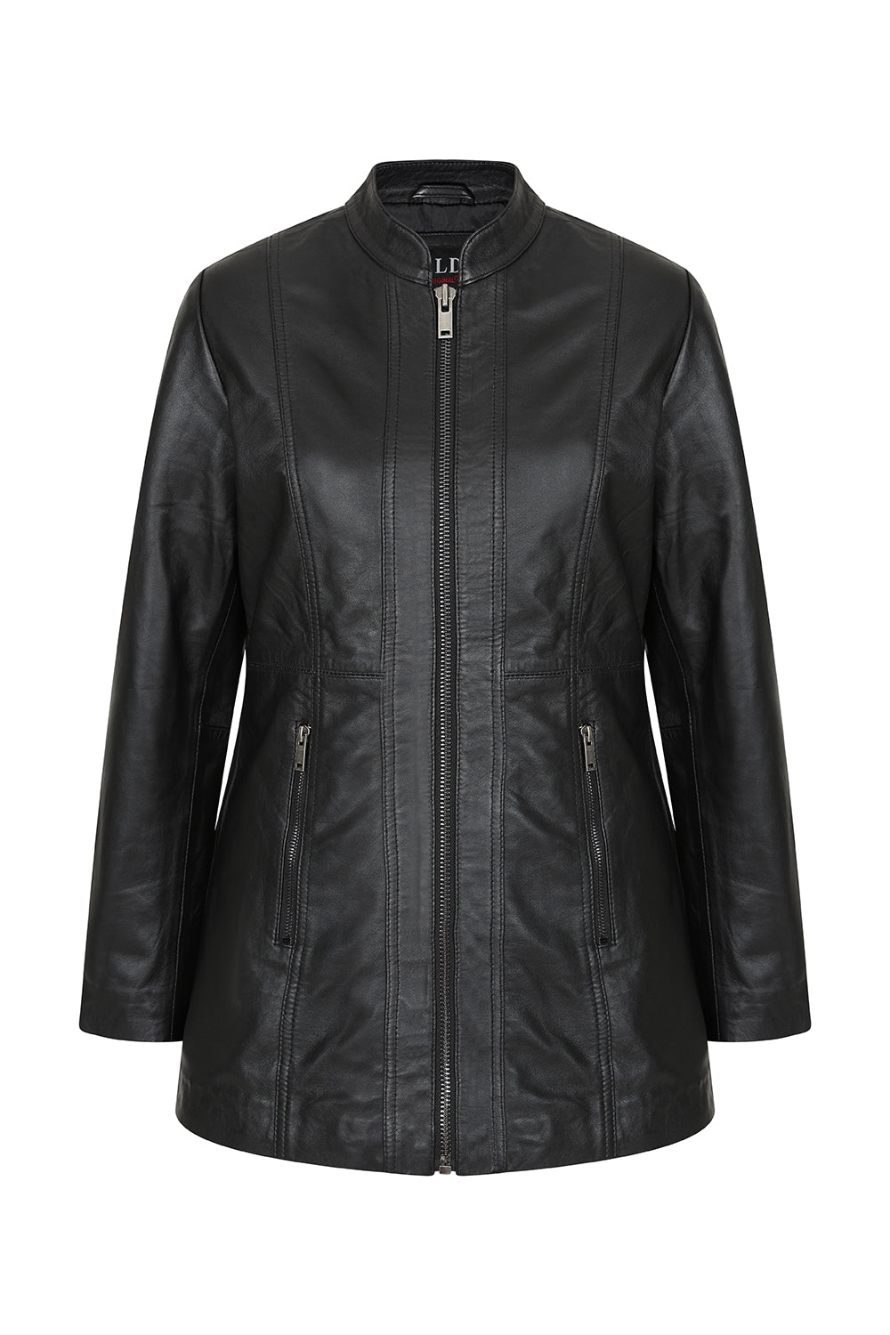 Women's Black Nappa Leather Hip-Length Jacket - Judith