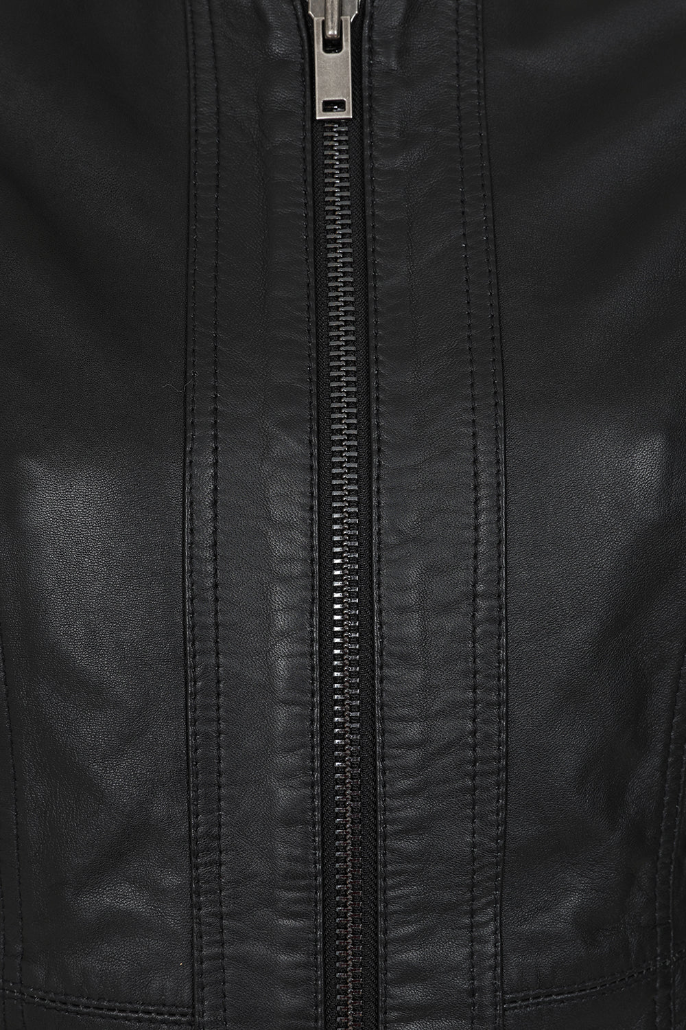 Women's Black Nappa Leather Hip-Length Jacket - Judith