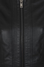 Women's Black Nappa Leather Hip-Length Jacket - Judith