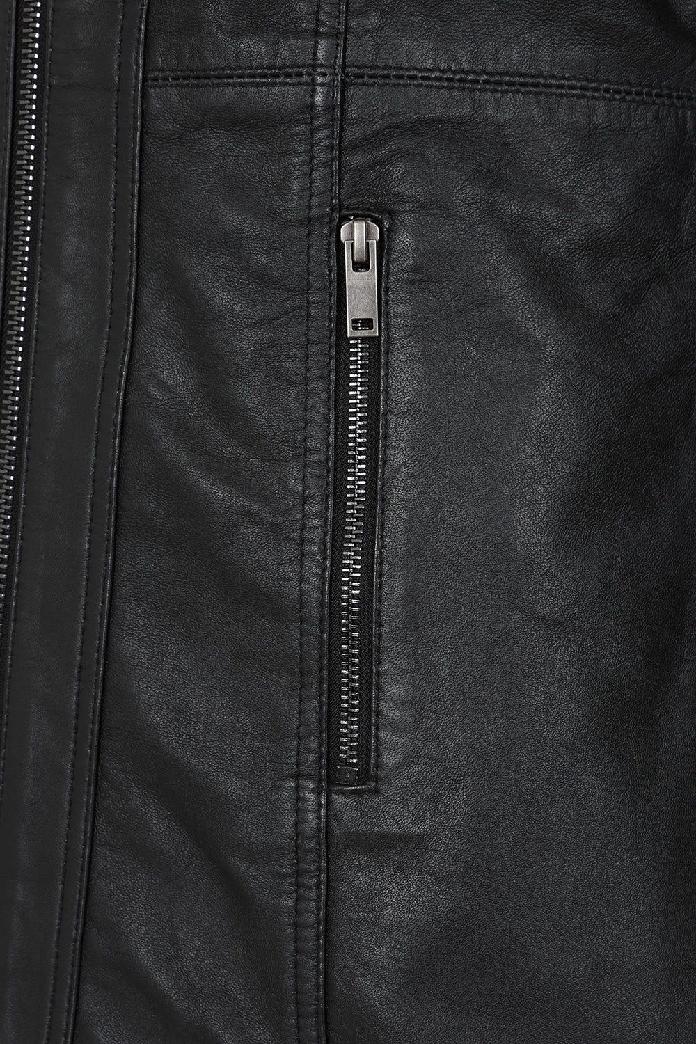 Women's Black Nappa Leather Hip-Length Jacket - Judith