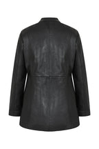 Women's Black Nappa Leather Hip-Length Jacket - Judith