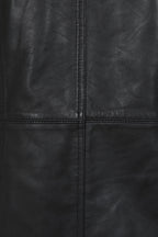 Women's Black Nappa Leather Hip-Length Jacket - Judith