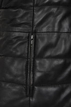 Women's Quilted Nappa Leather Gilet Black - SAMANTHA