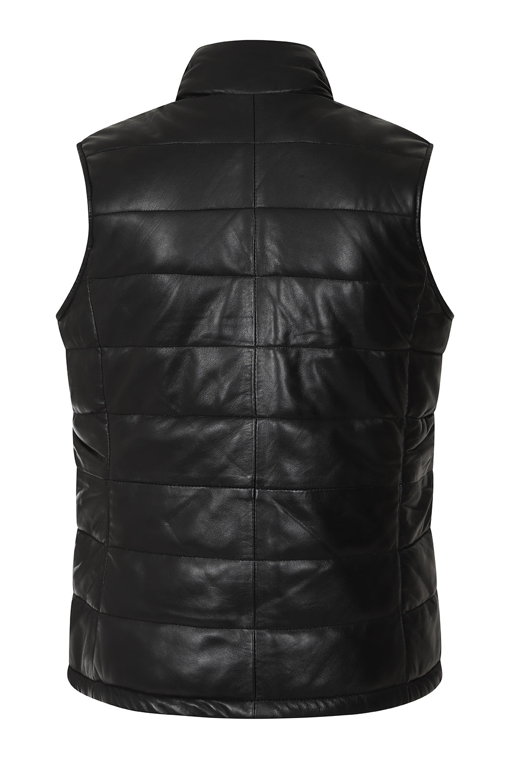 Women's Quilted Nappa Leather Gilet Black - SAMANTHA
