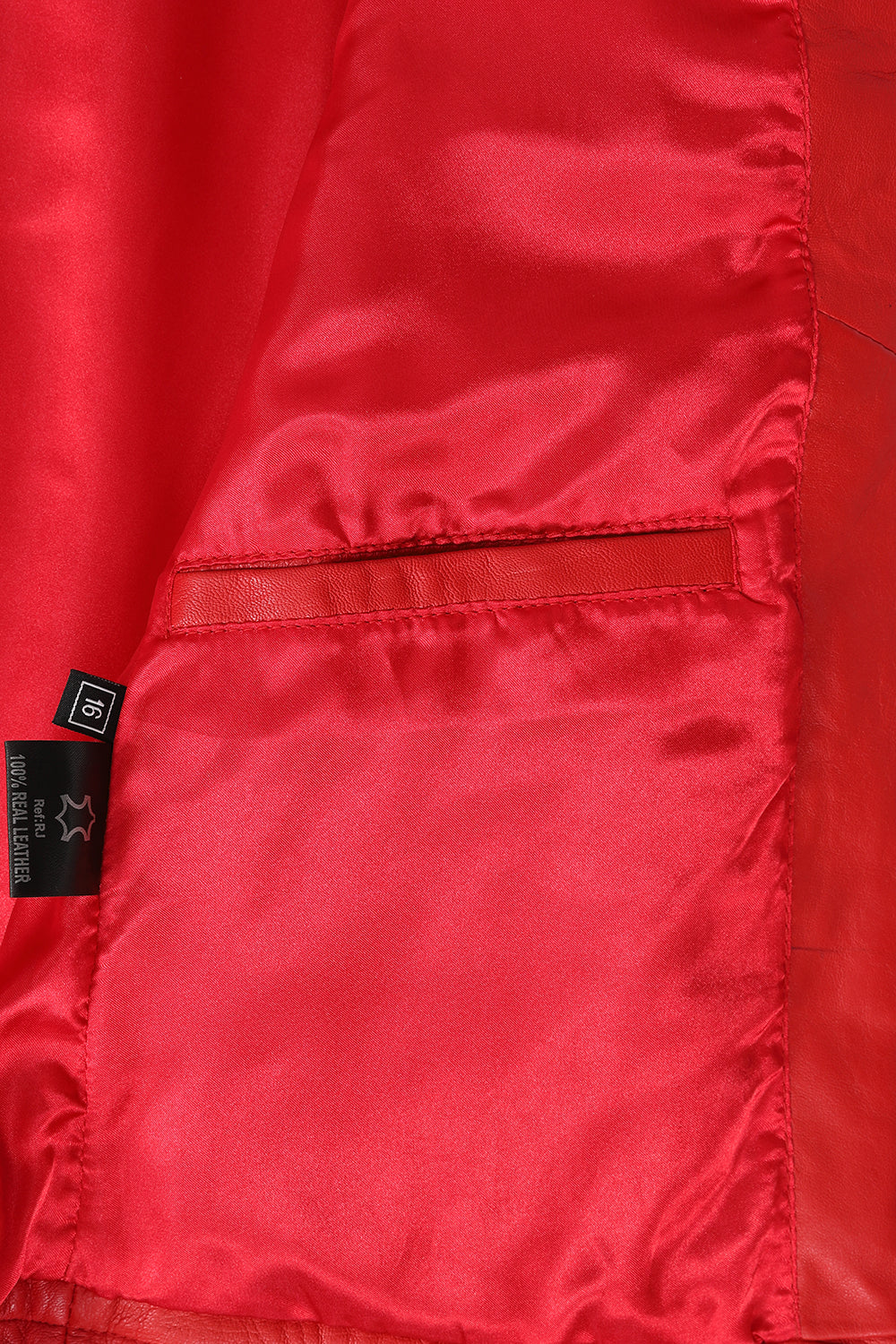 Women's Red Racing Style Leather Jacket with Black Stripes - FRANCIS