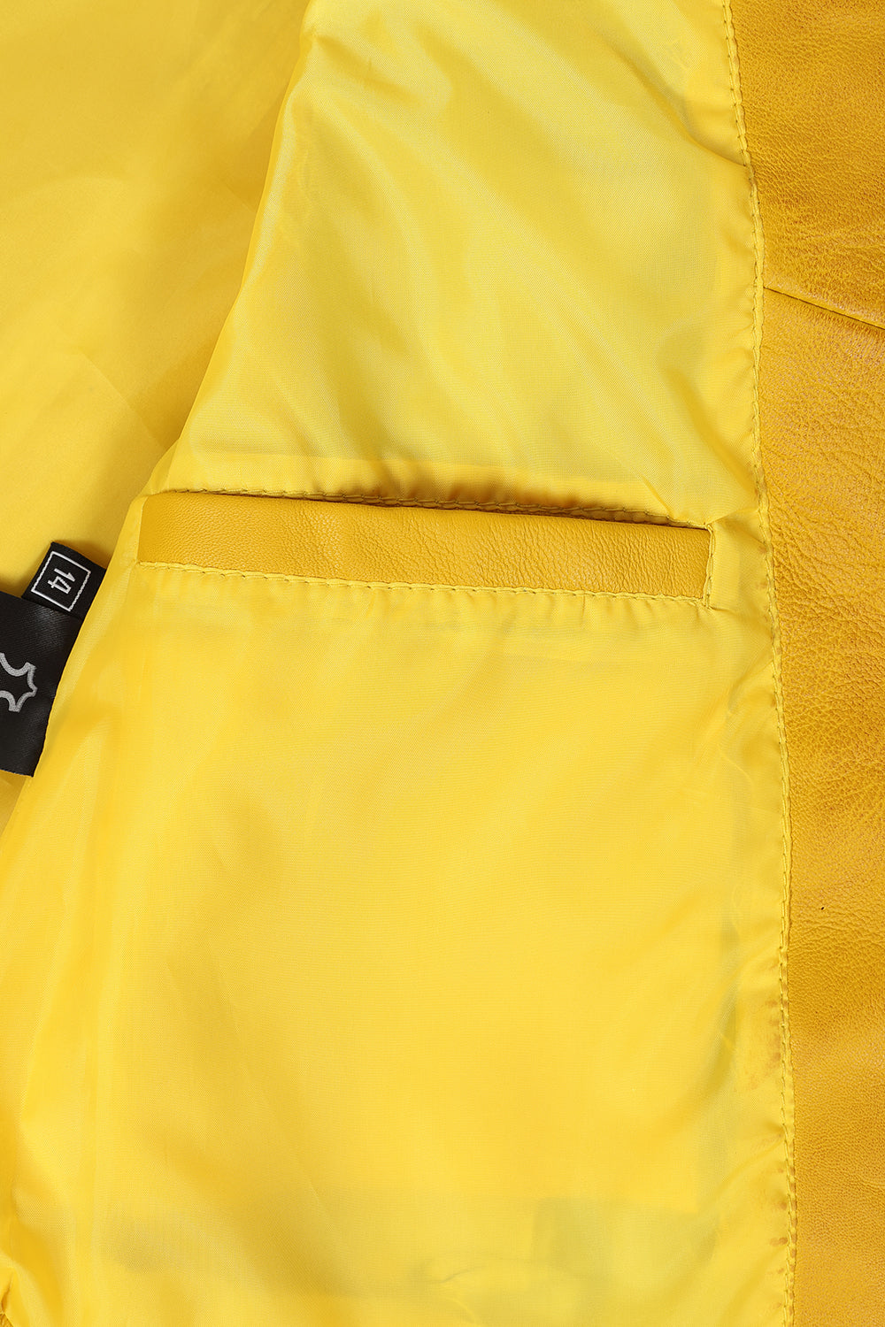 Women's Yellow Racing Style Leather Jacket with Red and White Stripes - FRANCIS