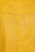 Women's Yellow Racing Style Leather Jacket with Red and White Stripes - FRANCIS