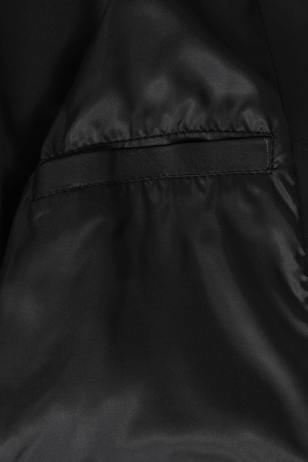 TINA Women's 3/4 Classic Genuine Nappa Leather Coat - Black