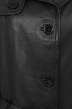 TINA Women's 3/4 Classic Genuine Nappa Leather Coat - Black
