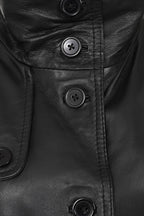 TINA Women's 3/4 Classic Genuine Nappa Leather Coat - Black