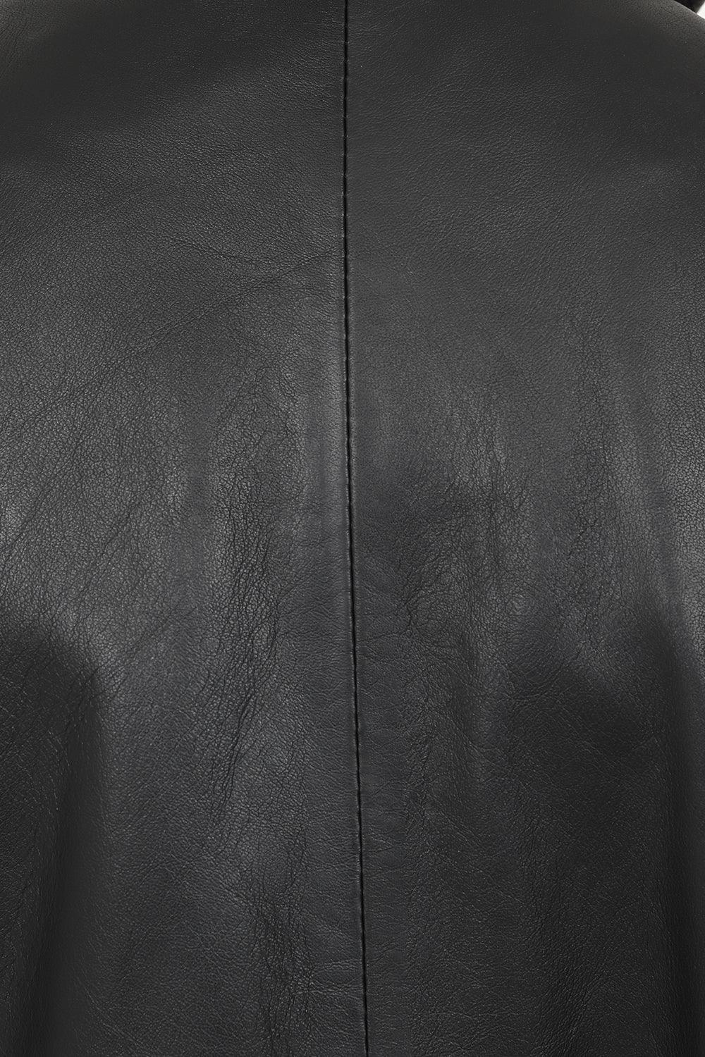 TINA Women's 3/4 Classic Genuine Nappa Leather Coat - Black