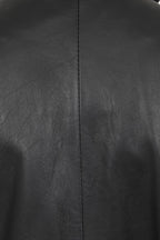 TINA Women's 3/4 Classic Genuine Nappa Leather Coat - Black