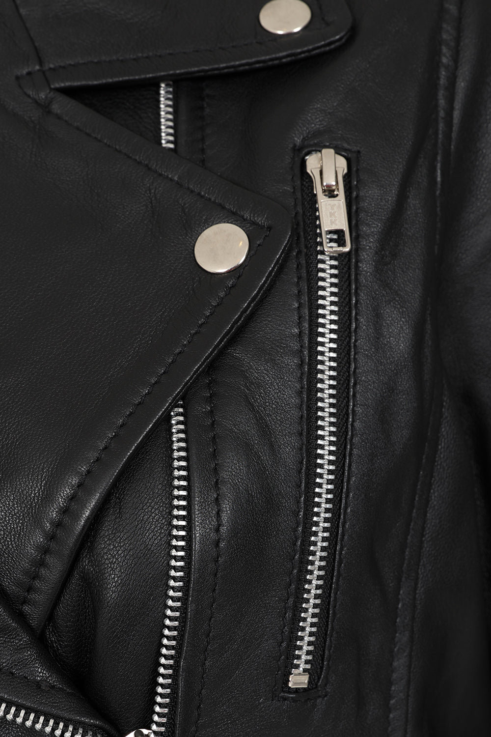 Women's Soft Black Leather Biker Jacket - Emma YKK Zip