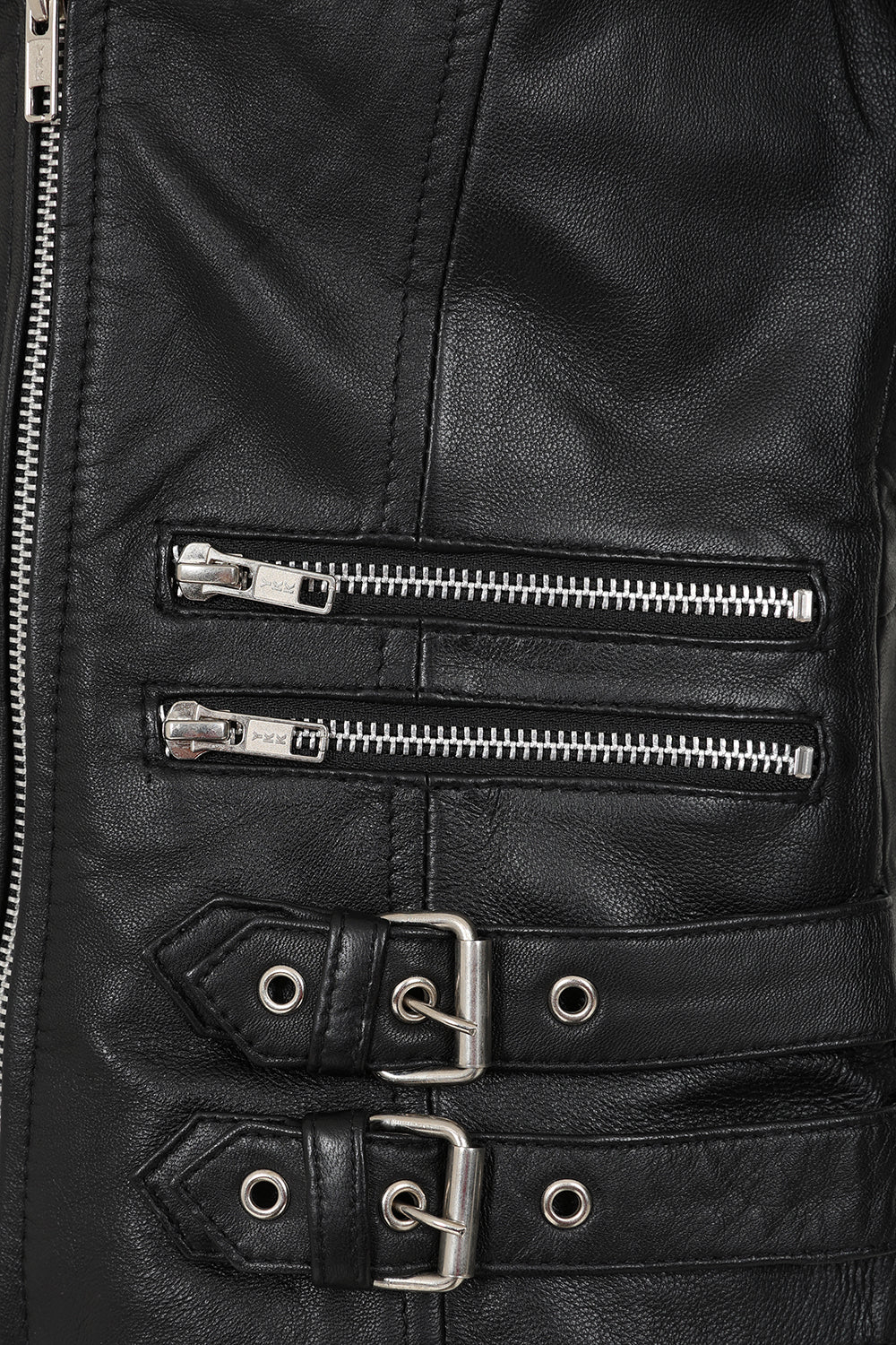 Women's Soft Black Leather Biker Jacket - Emma YKK Zip